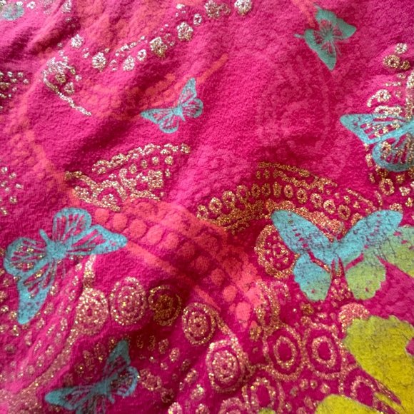 JMS Just My Size Pink with blue and yellow flowers 100% cotton t-shirt Size 2X - Picture 4 of 8